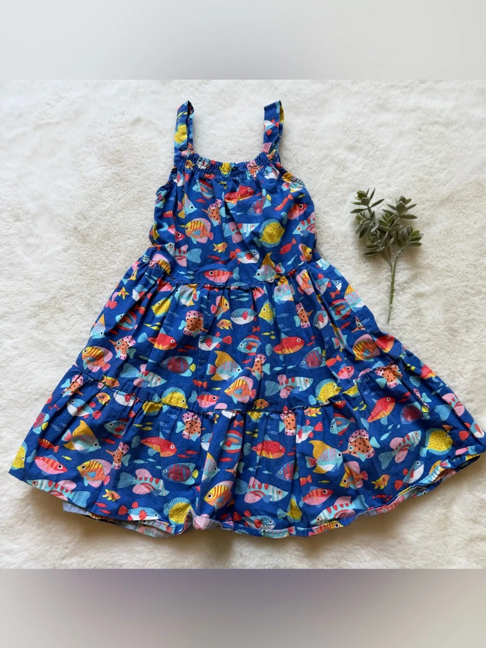 Gymboree | EUC - Fish Tiered Dress - Salish Splash Blue - Size 5T
